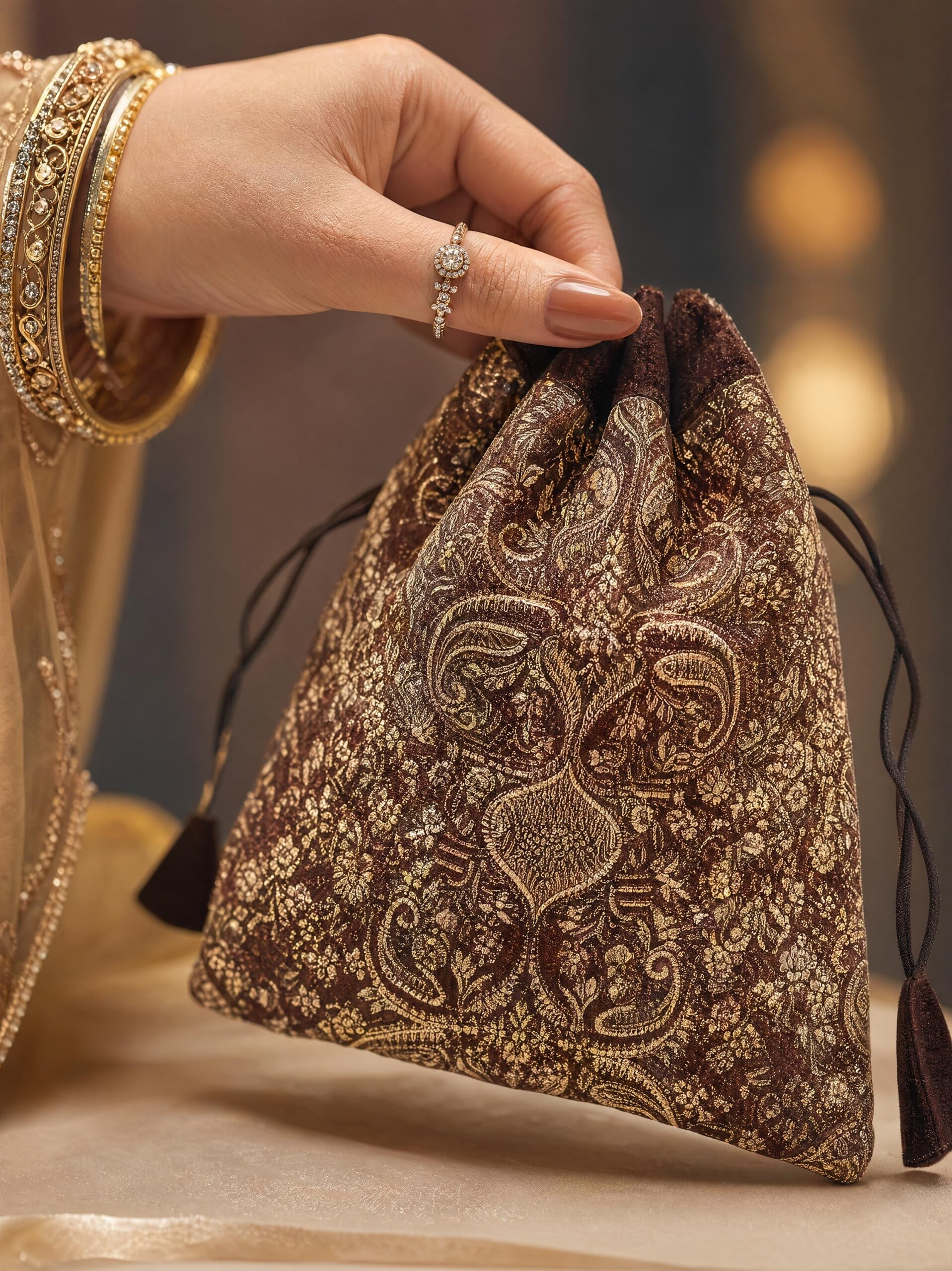 Classic Damask Weave Potli