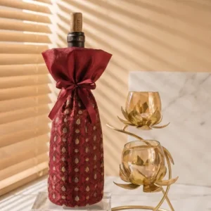Maroon Zari-Woven Wine Wrap Potli