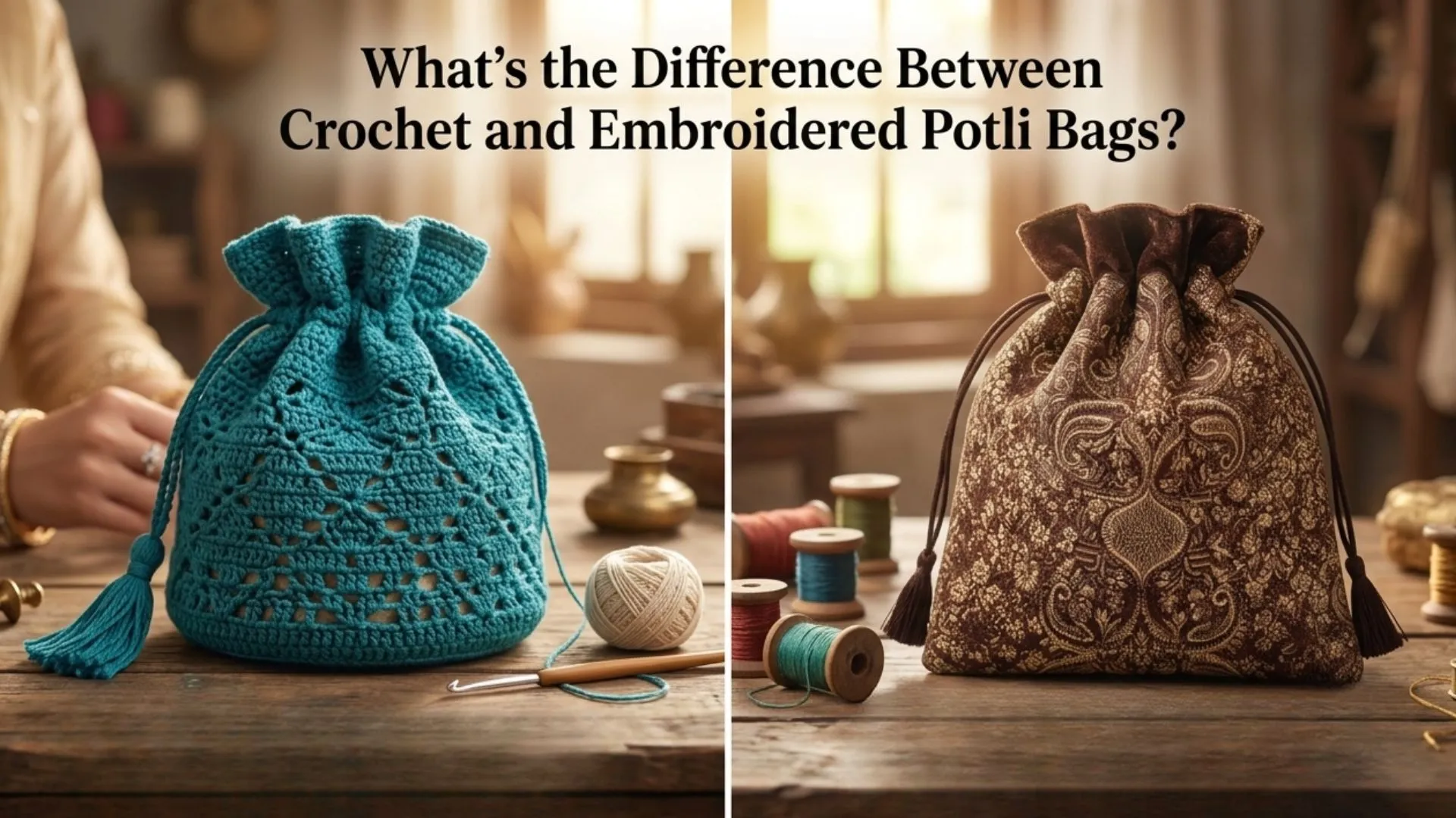Crochet and Embroidered Potli Bags